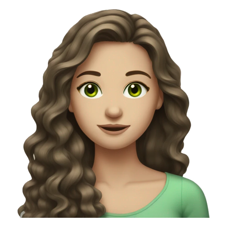 brunette long wavy hair girl green eyes sticker