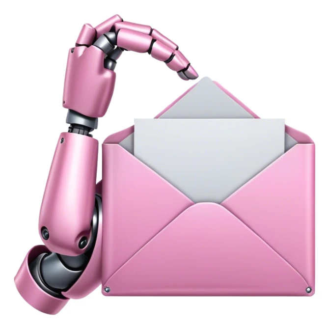 pink robotic hand holding email envolope sticker