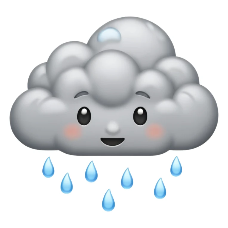 emoji of grey cloud is raining, (without faces) sticker