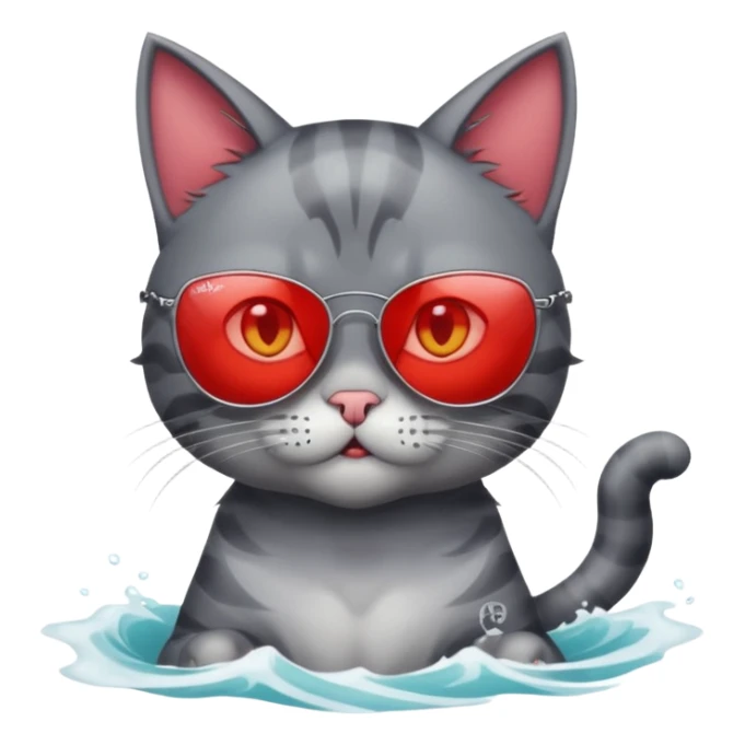 a bad kitty on the waves. make the cat look devlishish with a pair of ray bans on sticker