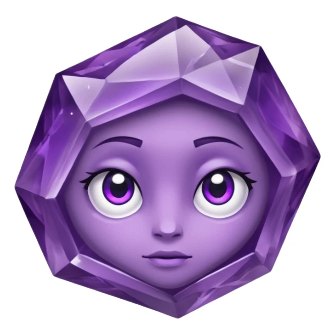 Single gemstone amethyst character rock, with carved facets with eyes beautiful sticker