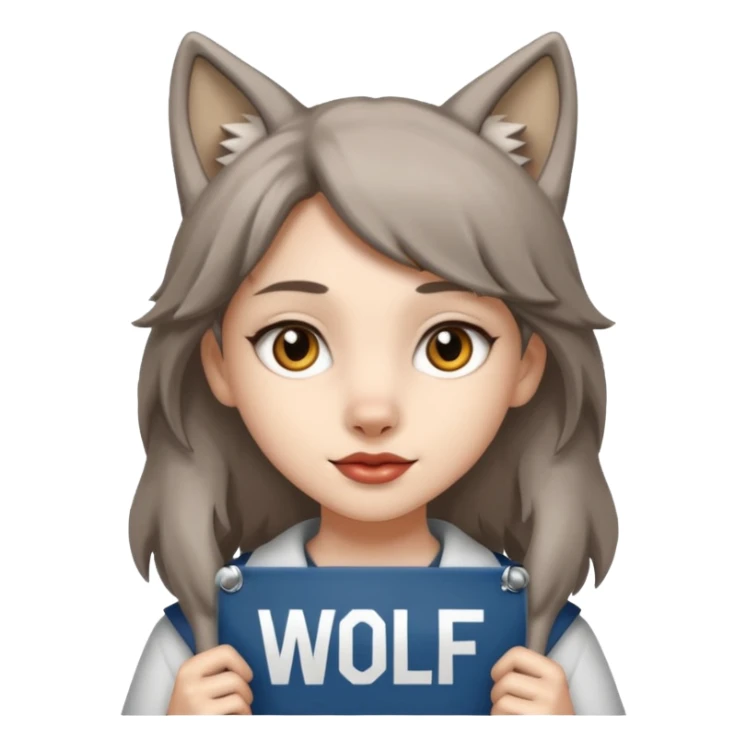 Wolf girl holding a banner that say #Wolf99 sticker