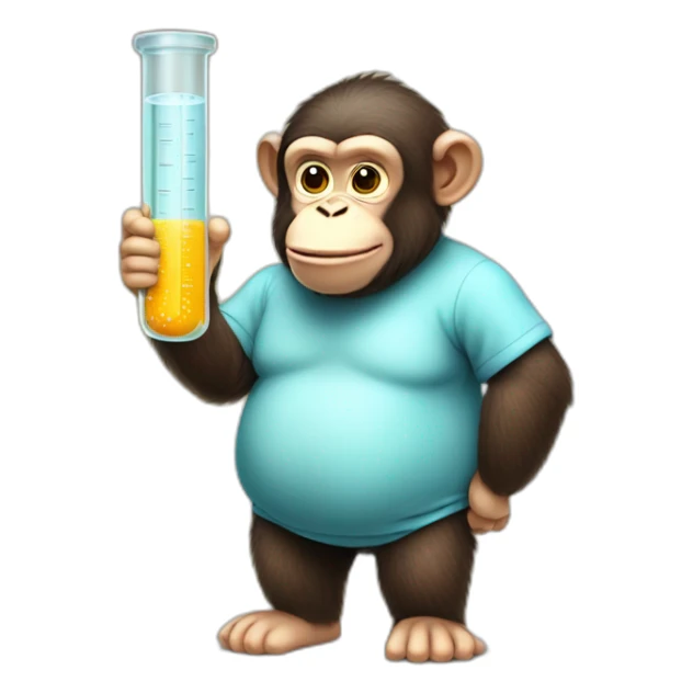 Cute fat chimp test tube full body sticker