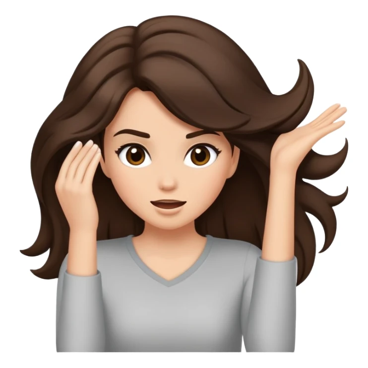 Brunette girl doing a sassy hair flip sticker