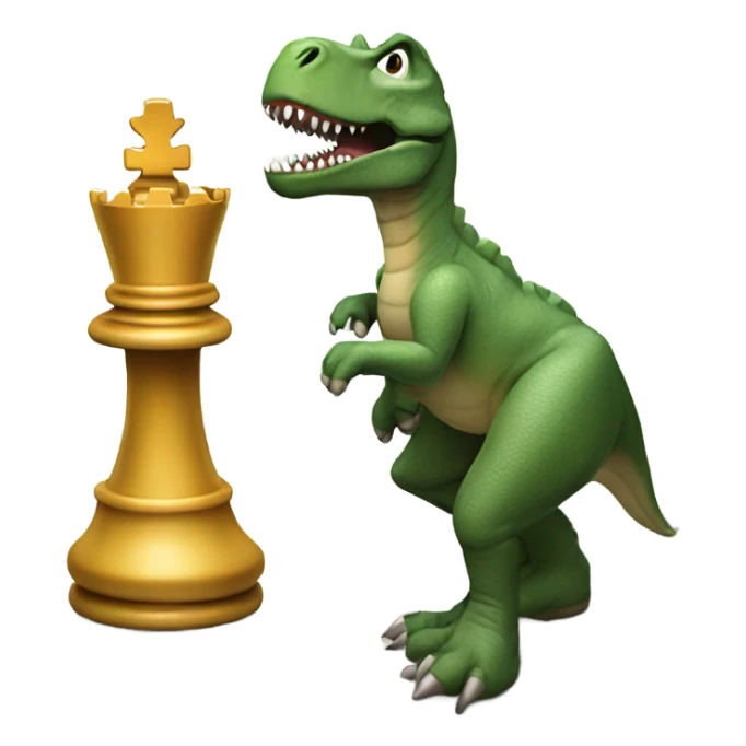 dinosaur holds a queen chess piece in its paw sticker
