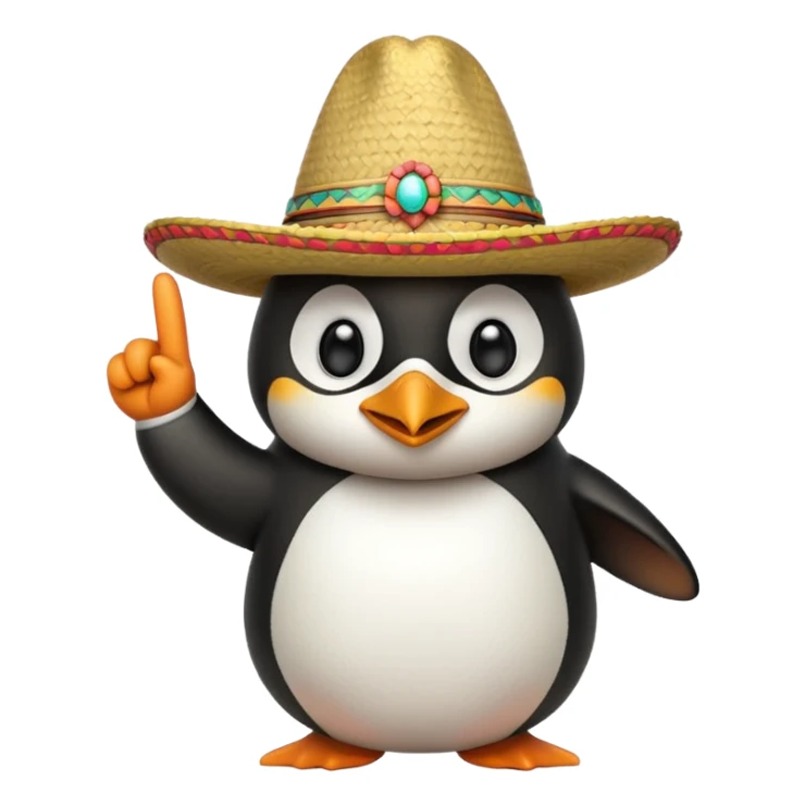Pinguino con un cappello messicano che fa il dito medio sticker