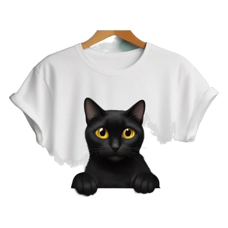 black cat hanging on beautiful black haired woman shirt sticker