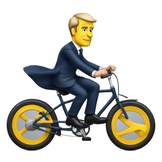 President macron sur velo avec 4 de ses gardes du corps sticker
