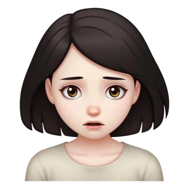 girl with dark hair in despair sticker