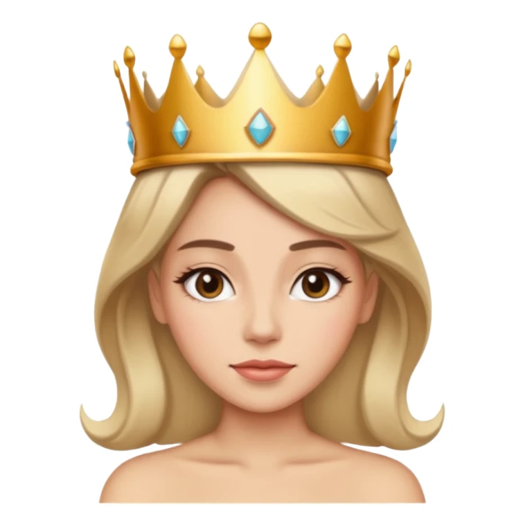 Give me an image of a women wearing neutral makeup with a crown. She is looking very smug sticker