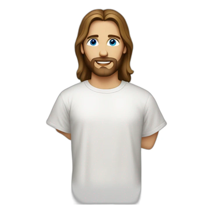 Jesus with blue eyes and white t-shirt sticker