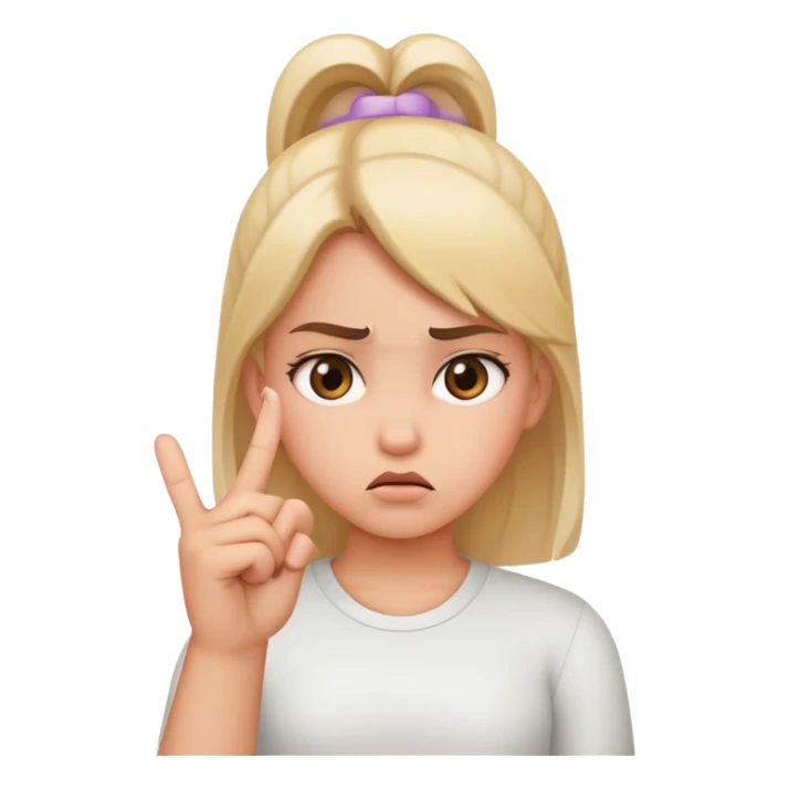 a girl putting up the middle finger with an annoyed face sticker