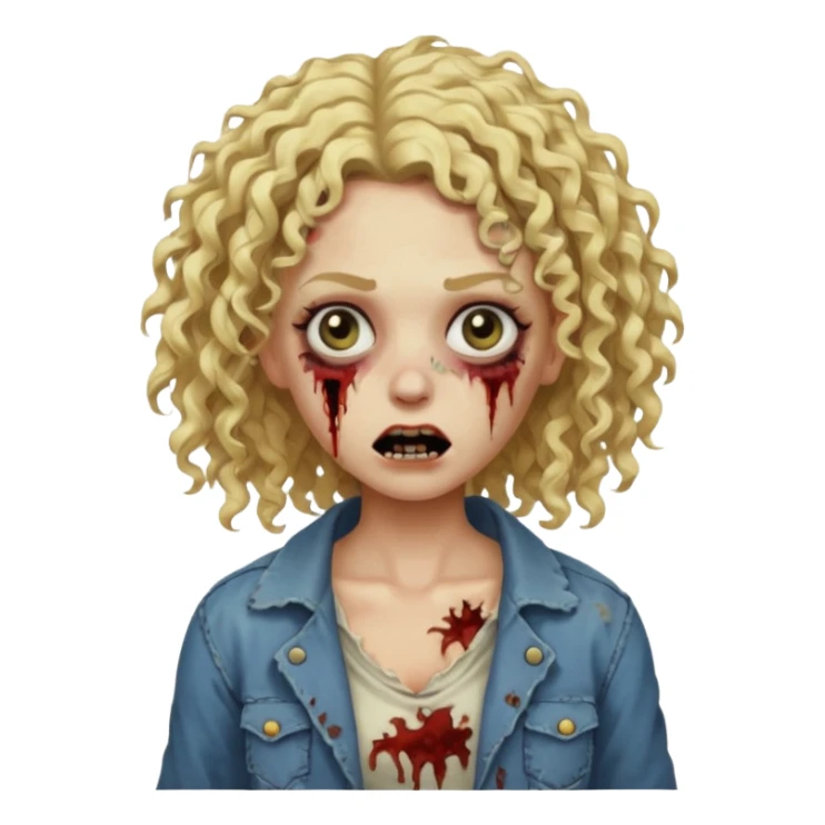 Um zumbi feminino com cabelo cacheado loiros sticker