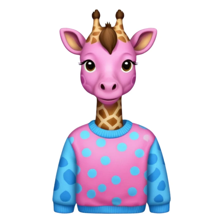 giraffe wearing blue and pink sweater sticker