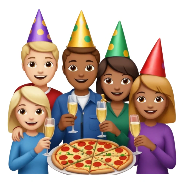 grupo de amigos y amigas comiendo pizza sticker