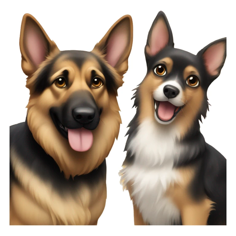 German shepherd with long haired chihuahua and black cat  sticker