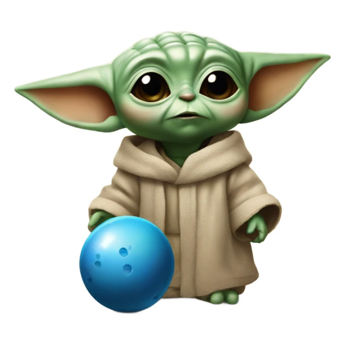 baby yoda with bowling ball sticker