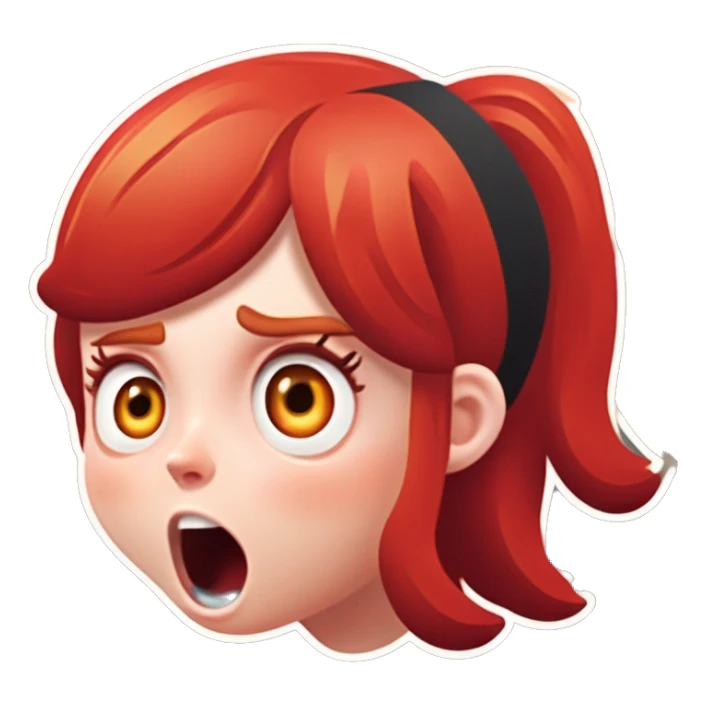 shocked white girl with long red red hair sticker