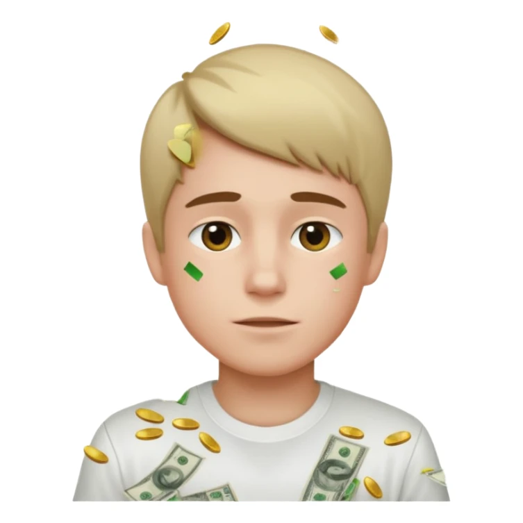 Money raining down on an Oregon boy wearing a white shirt  sticker