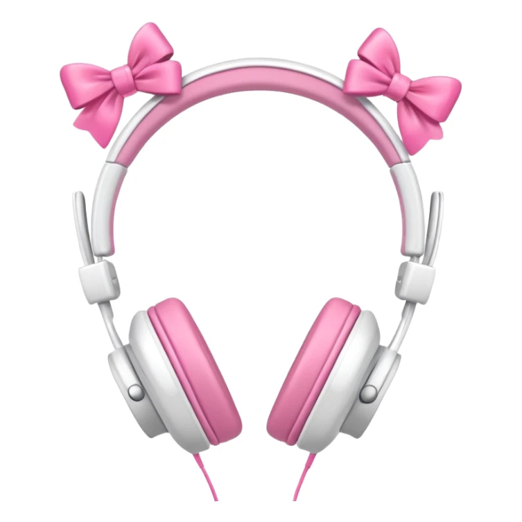 White headphones with pink bow sticker