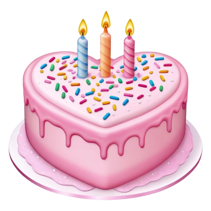 Pink heart shaped birthday cake  sticker