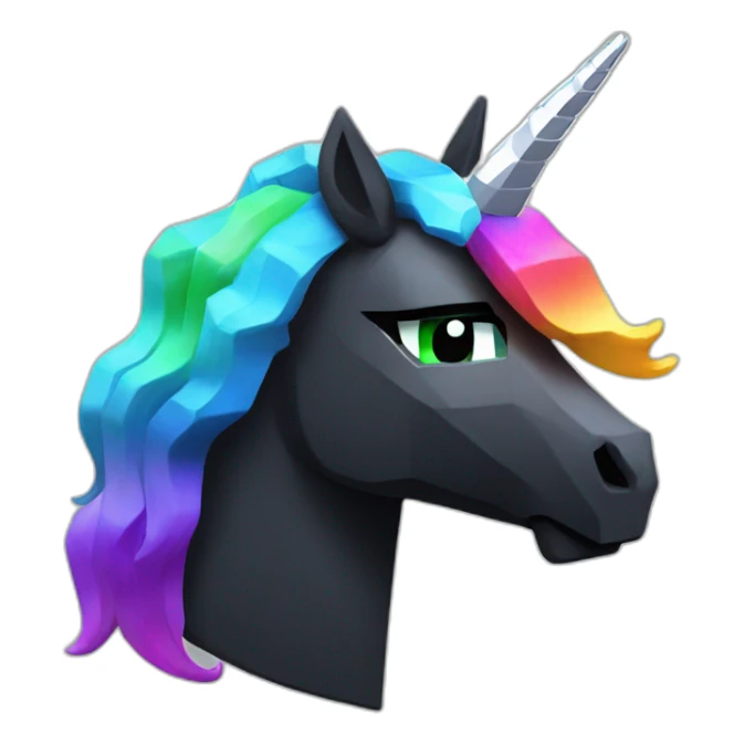 Minecraft Rainbow Black Unicorn Head With Diamond Horn sticker