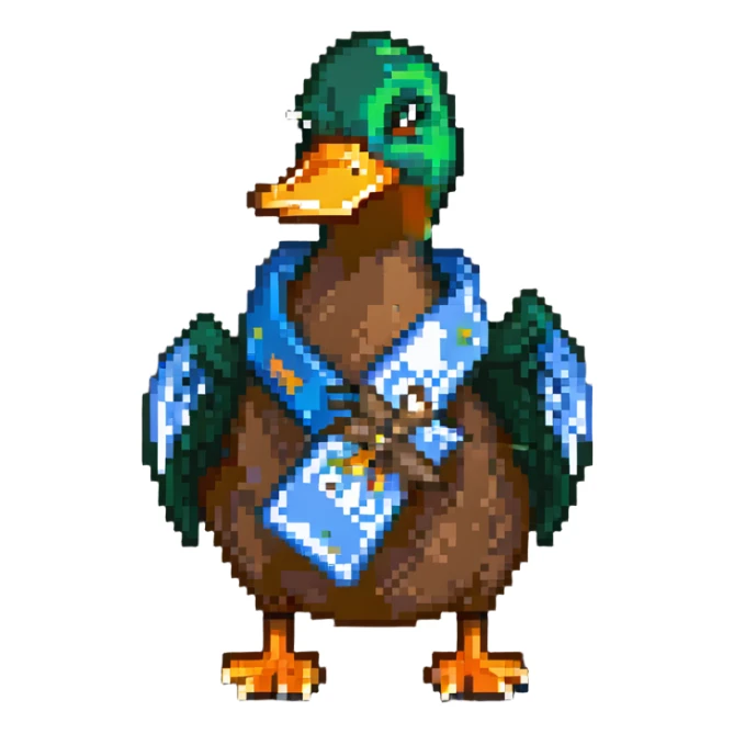 mallard duck holding duct tape sticker