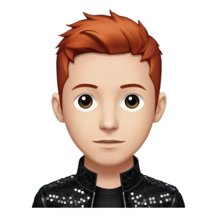 Dave Phoenix Farrell from Linkin Park with auburn hair, light skin, black sequin outfit sticker