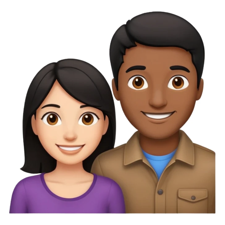 Black hair man with brown hair woman smiling  sticker