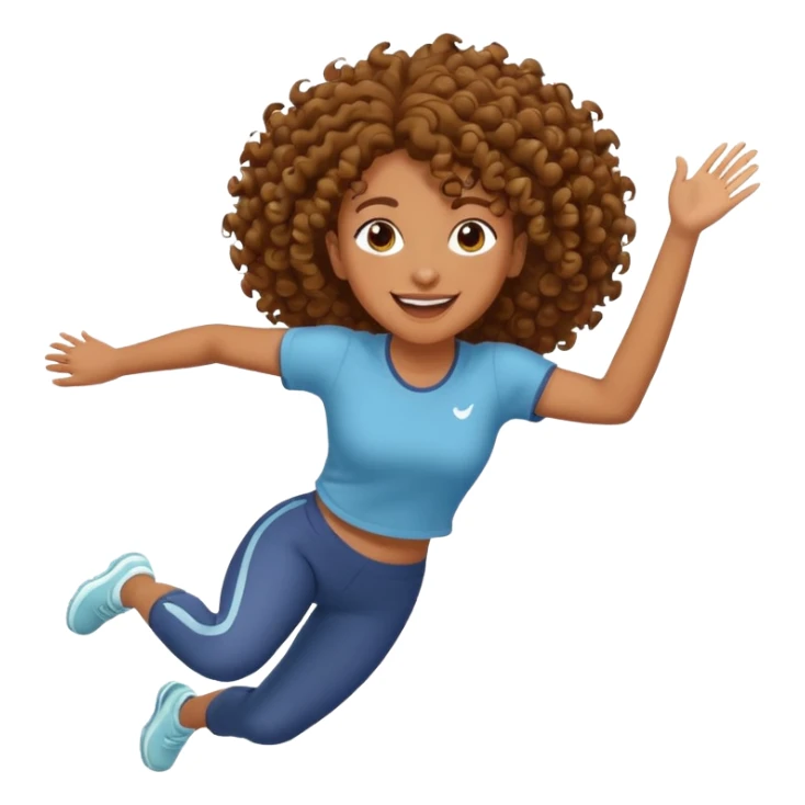 Treino de corrida mulher morena de cabelos cacheados caindo nas costas sticker