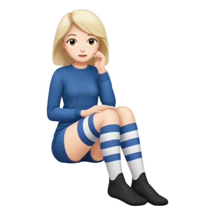 Cute girl thigh high socks sitting legs out  sticker
