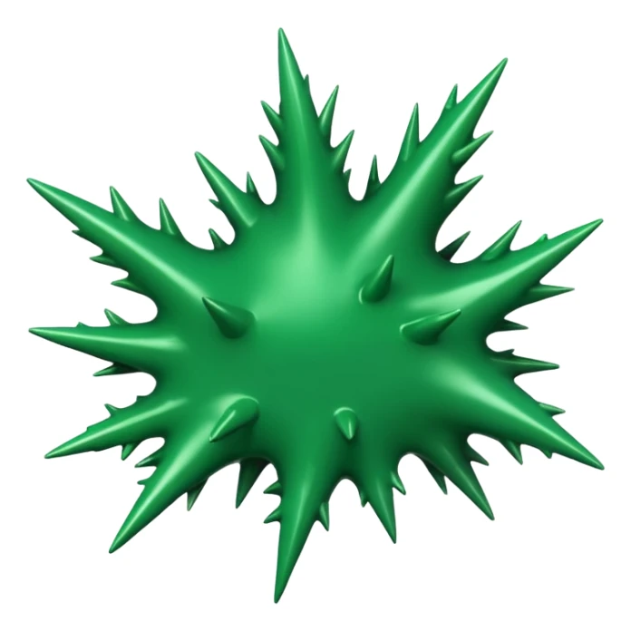 A glossy green paint splash with irregular spiky edges on a transparent background. sticker