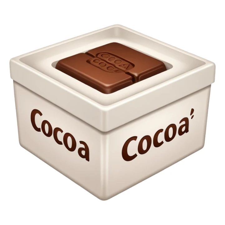A white box with the inscription cocoa sticker