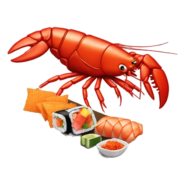 lobster eating sushi with doritos  sticker