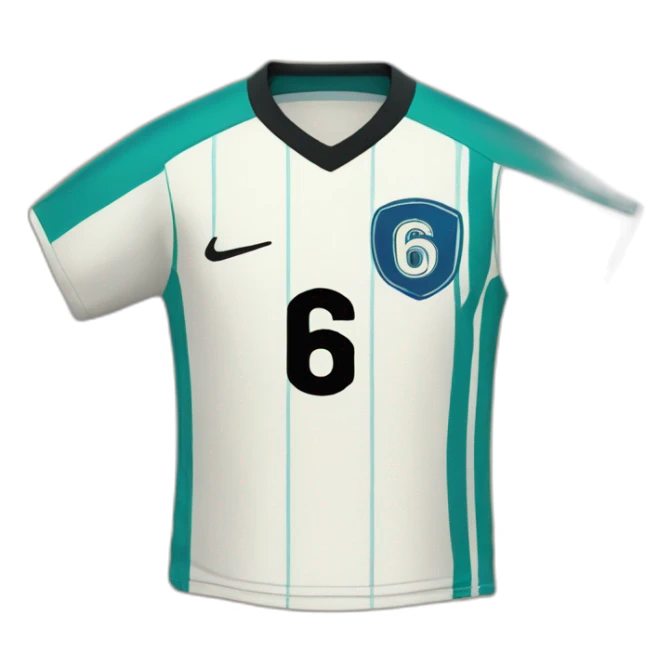 Soccer shirt with number 6 sticker