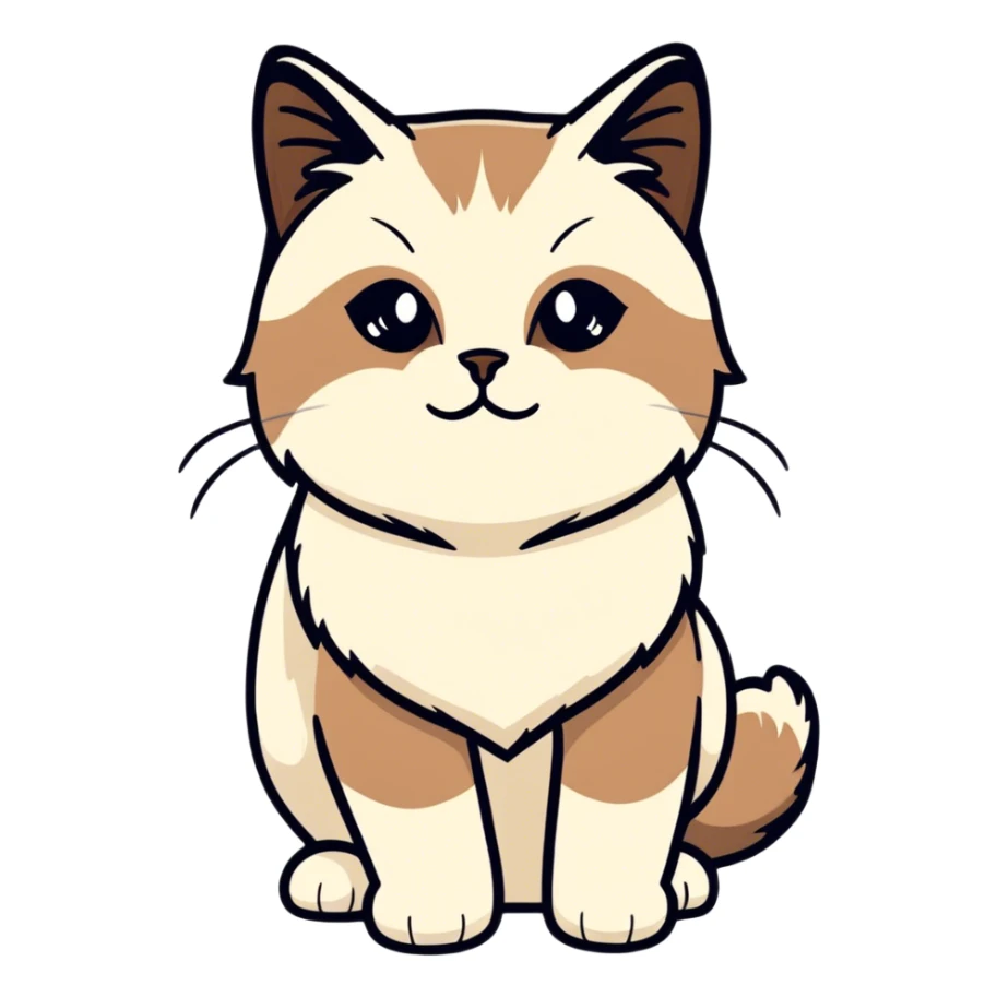 Seal point ragdoll with brown mask and nose sticker