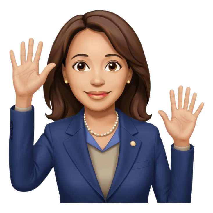 Kamala Harris waving with one hand, natural and relaxed sticker