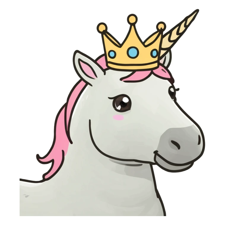 Unicorn wearing a crown eating ice cream while surfing sticker