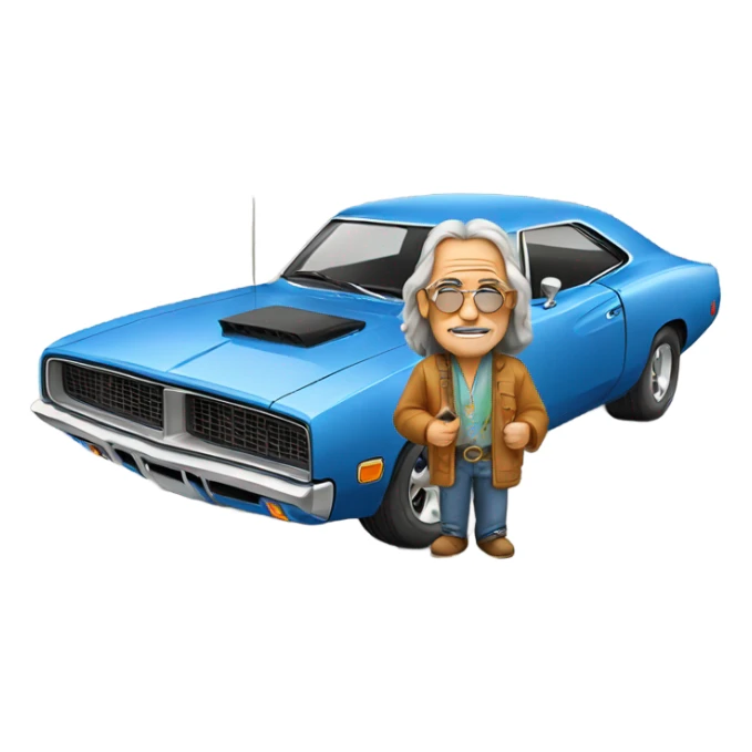 Old hippie in Dodge Charger sticker