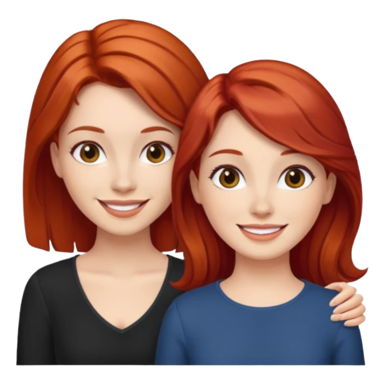 red hair lady and brunette girl smiling sticker