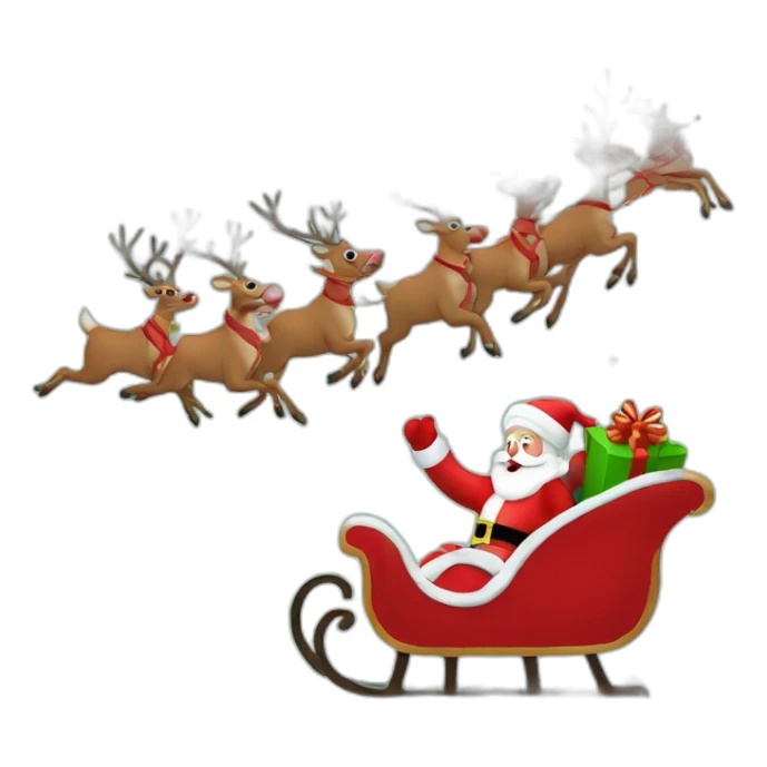 Santa Claus flies on a sleigh with reindeer sticker
