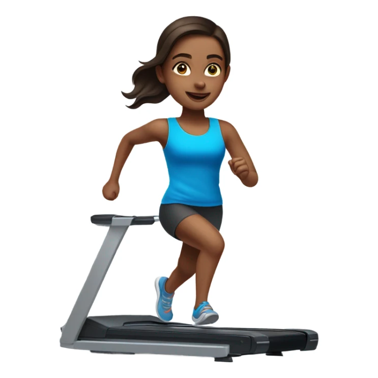 Realistic brunette girl with bright blue eyes running on treadmill  sticker