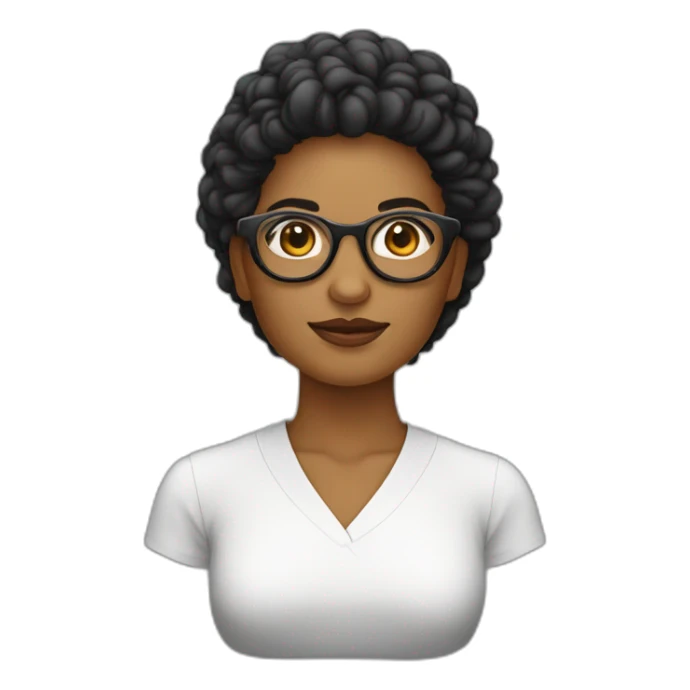 Jueza mujer pelo negro lacio con lentes sosteniendo un mazo sticker