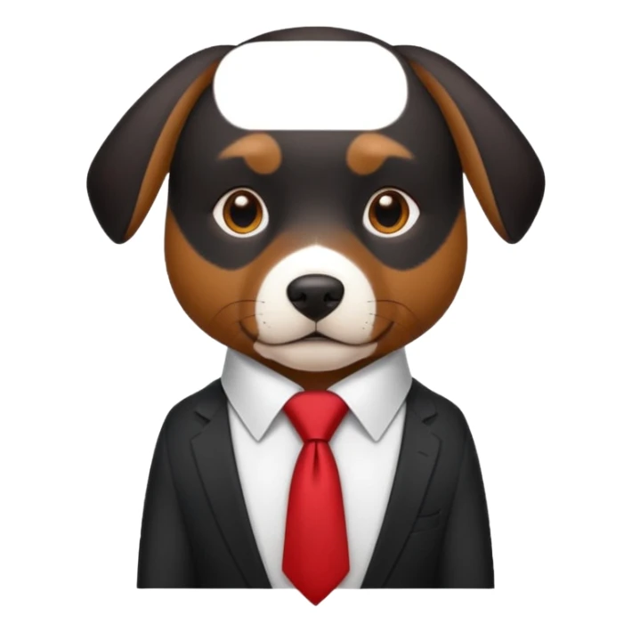 black brown dog with red tie,white shirt sticker