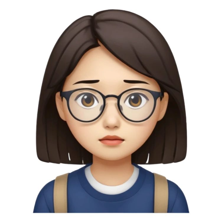 South Korean female college student with a worried face  sticker