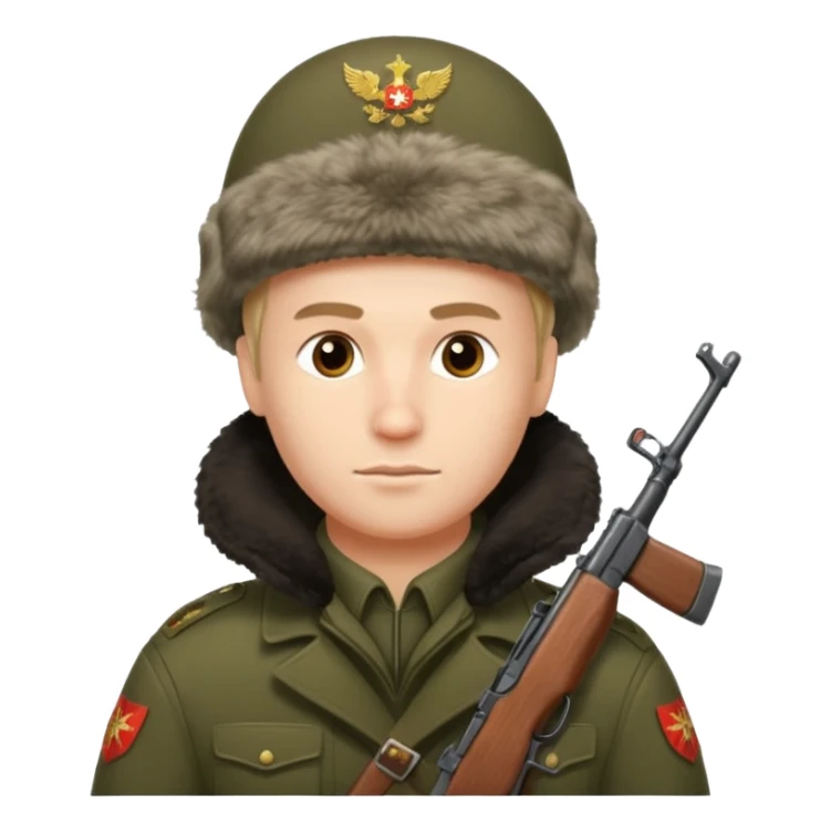 crazy russian soldier man with ushanka and ak 47 sticker