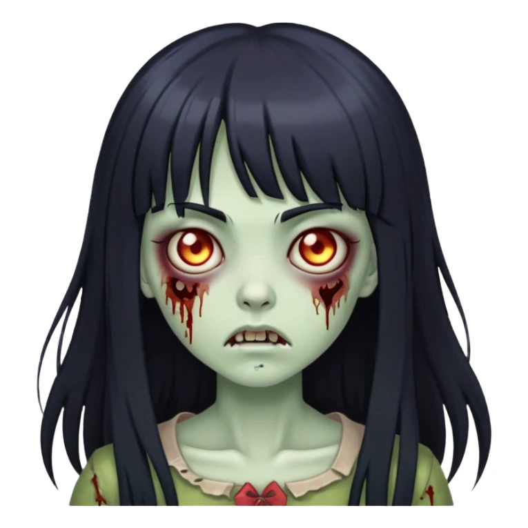 zombie girl with long black hair and bangs 🧟‍♀️ sticker