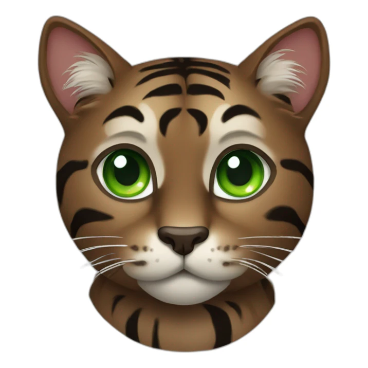 Dark Brown Tiger cat with green eyes sticker