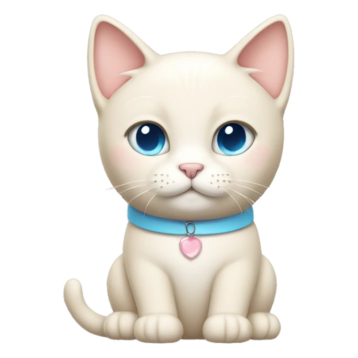 cream cat with light blue eyes and light pink collar sitting full body sticker