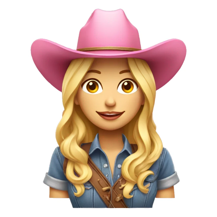 Mujer rubia con un sombrero de cowboy rosa sticker